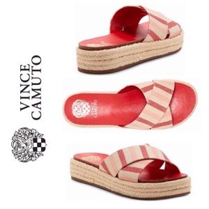 Vince Camuto Slide Sandal NIB Red Cream Tan